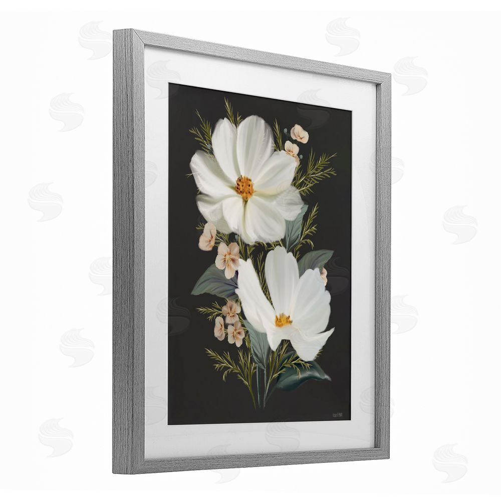 House Fenway Old Lace Cosmos Gray Framed Print Under Glass Wall Art
