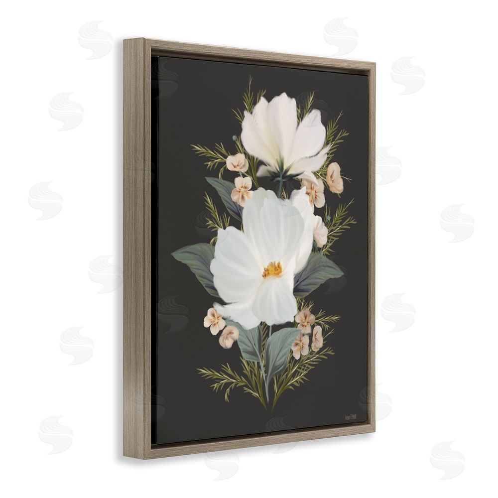 House Fenway Lace Cosmos Flowers Brown Floating Frame Canvas Wall Art Print