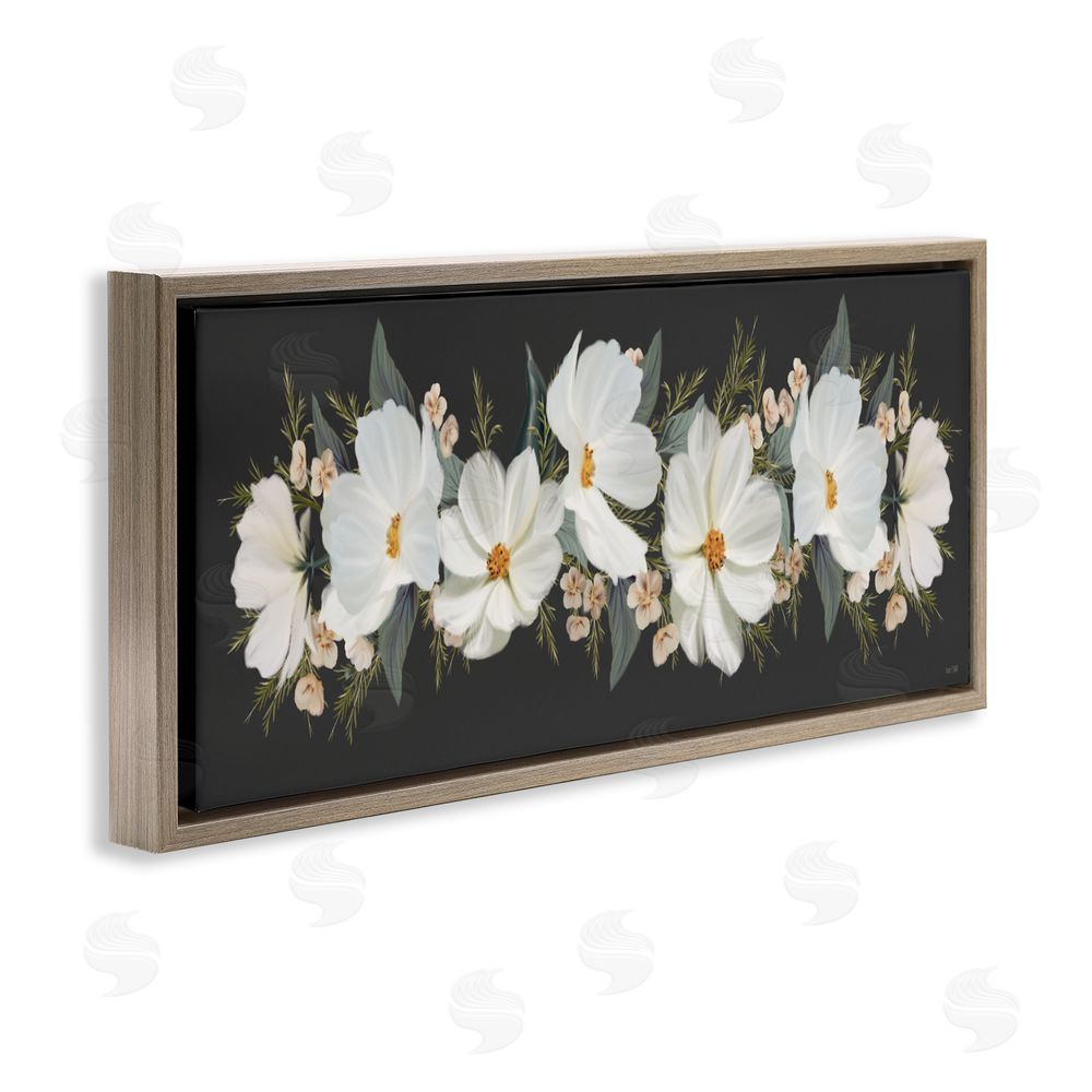 House Fenway Line Of Lace Cosmos Brown Floating Frame Canvas Wall Art Print