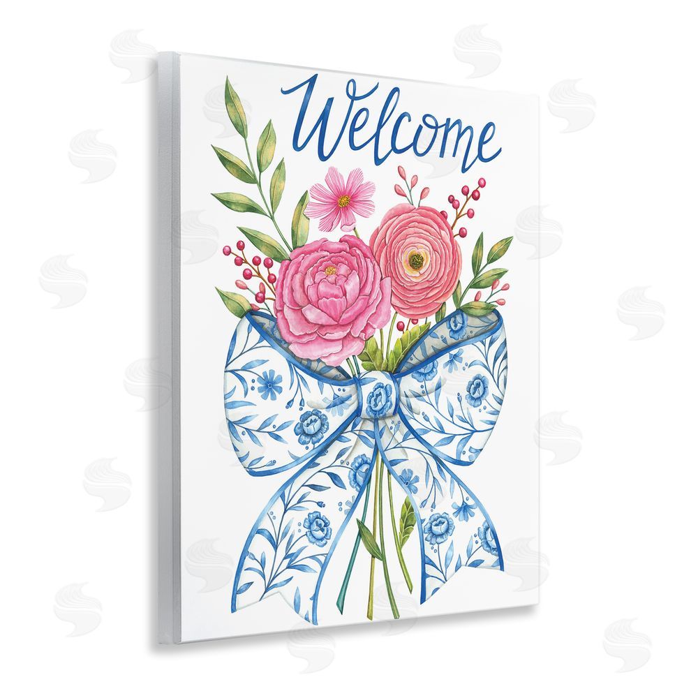 Deb Strain Bow & Flowers Welcome Wall Plaque Art Print