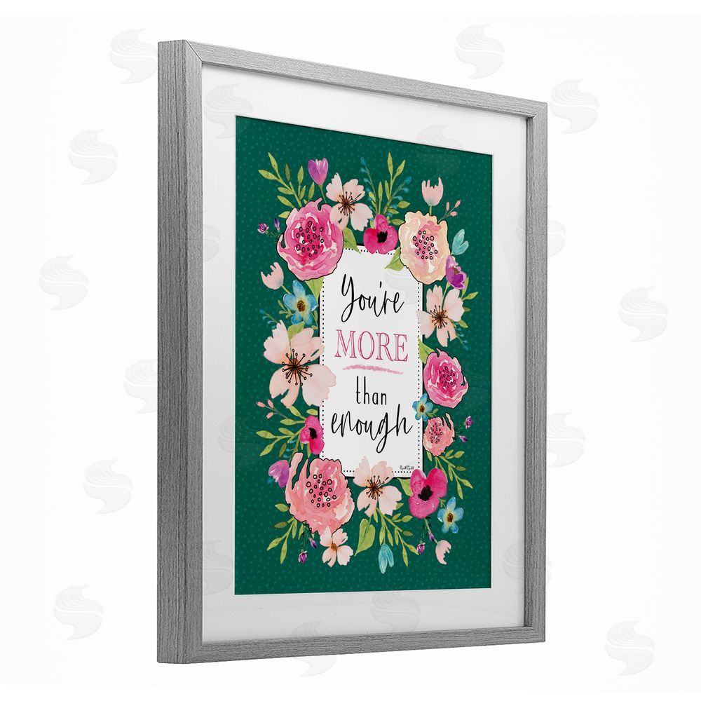 Elizabeth Tyndall More Than Enough with Florals Gray Framed Print Under Glass Wall Art
