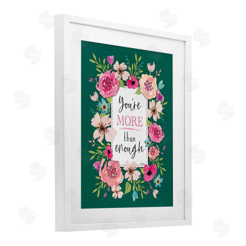 Elizabeth Tyndall More Than Enough with Florals White Framed Print Under Glass Wall Art
