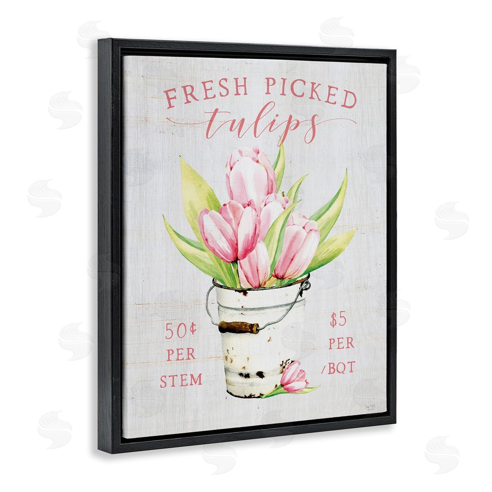 Lux + Me Designs Antique Fresh Picked Tulips Black Floating Frame Canvas Wall Art Print