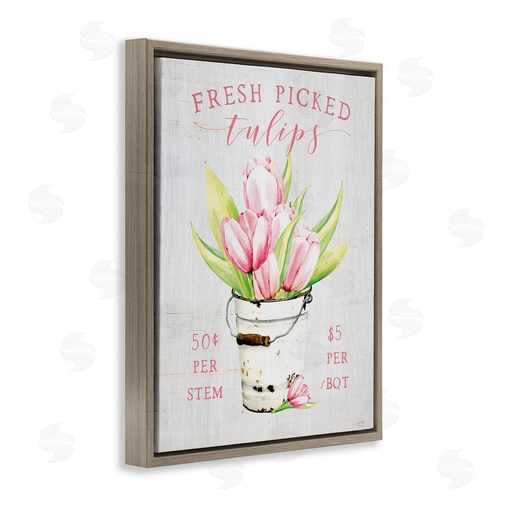 Lux + Me Designs Antique Fresh Picked Tulips Brown Floating Frame Canvas Wall Art Print