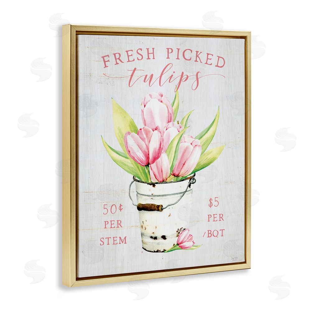 Lux + Me Designs Antique Fresh Picked Tulips Gold Floating Frame Canvas Wall Art Print