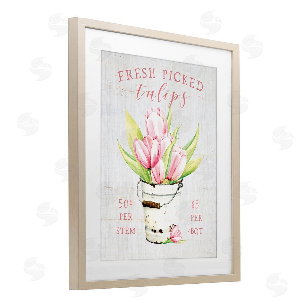 Lux + Me Designs Antique Fresh Picked Tulips Birch Framed Print Under Glass Wall Art