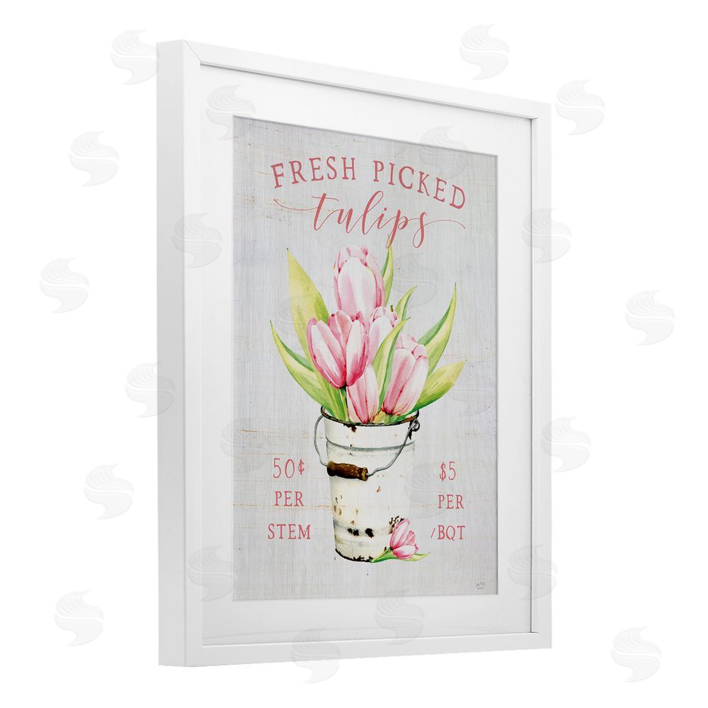 Lux + Me Designs Antique Fresh Picked Tulips White Framed Print Under Glass Wall Art