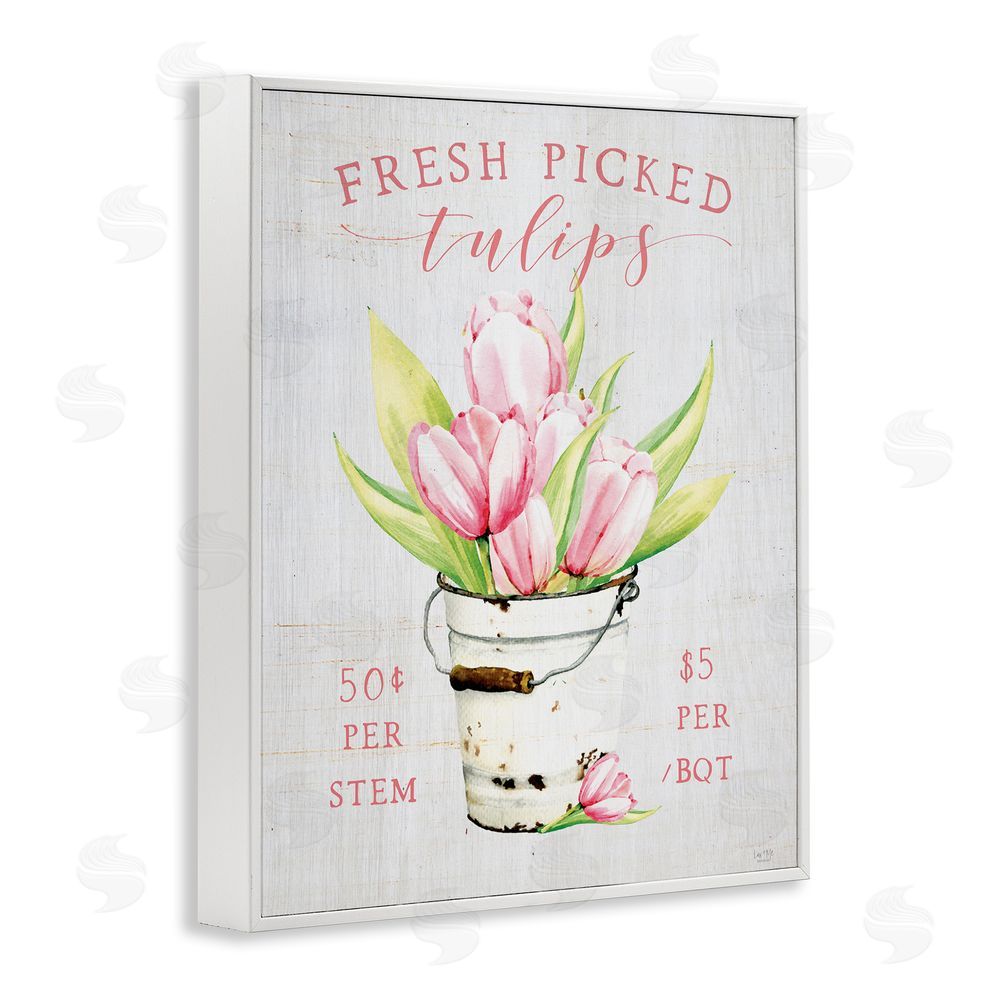 Lux + Me Designs Antique Fresh Picked Tulips White Framed Giclee Wall Art Print