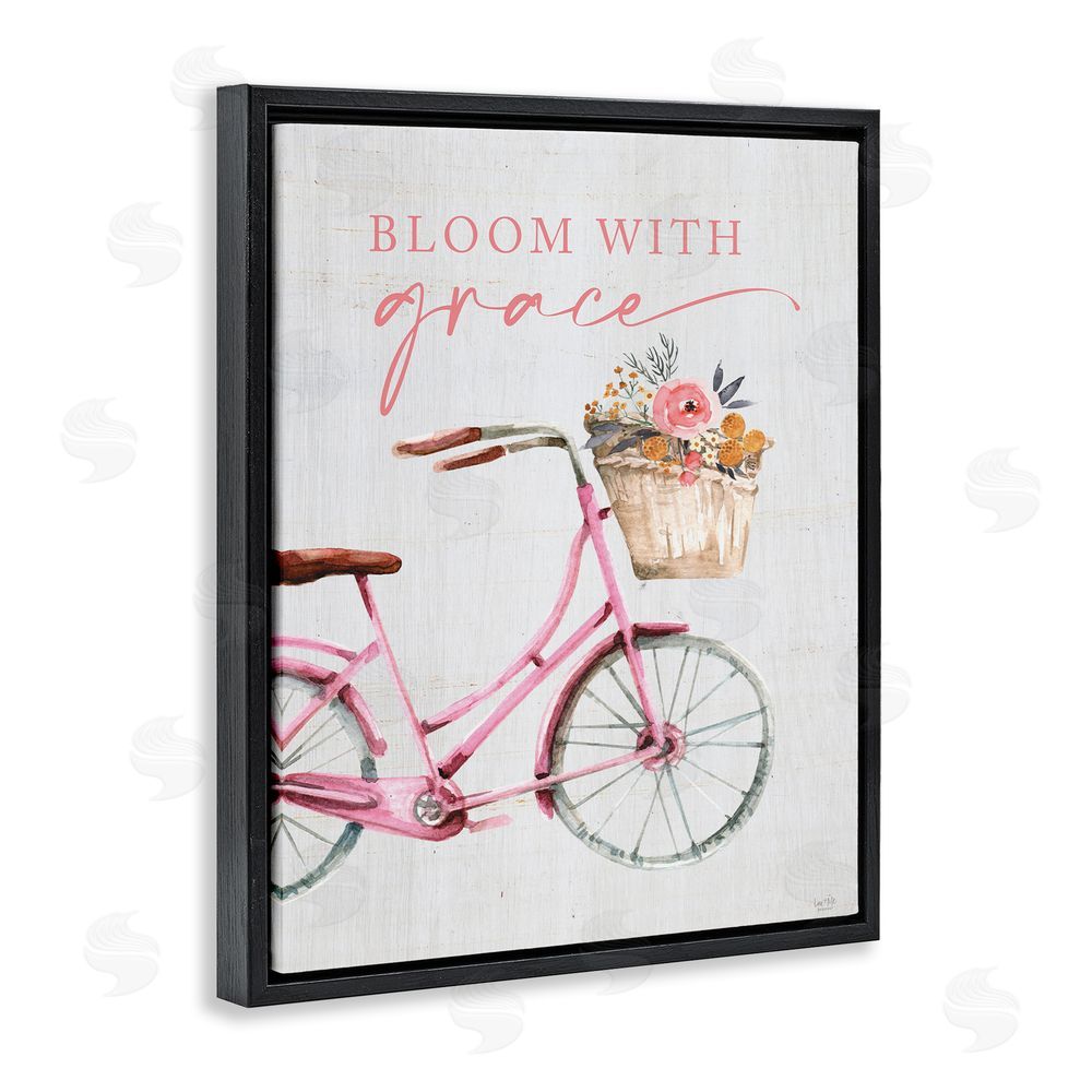 Lux + Me Designs Bloom With Grace Bicycle Black Floating Frame Canvas Wall Art Print