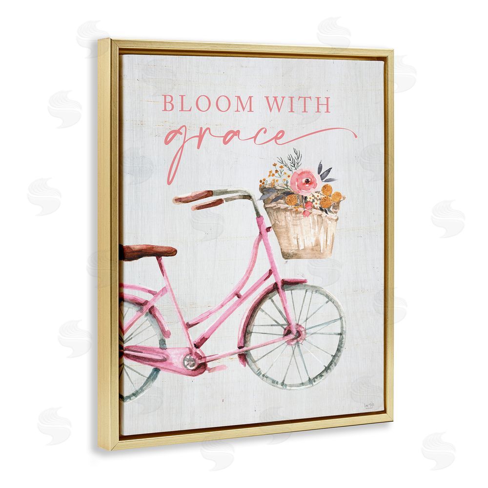 Lux + Me Designs Bloom With Grace Bicycle Gold Floating Frame Canvas Wall Art Print