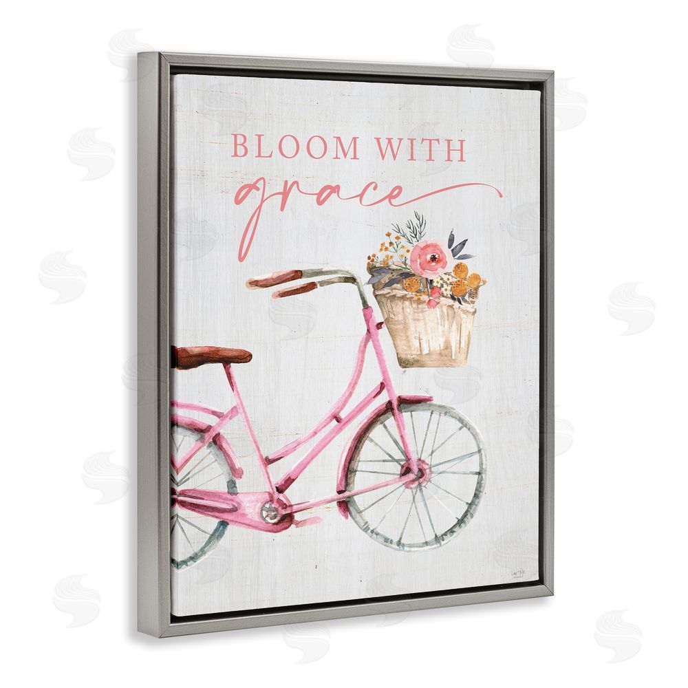 Lux + Me Designs Bloom With Grace Bicycle Gray Floating Frame Canvas Wall Art Print