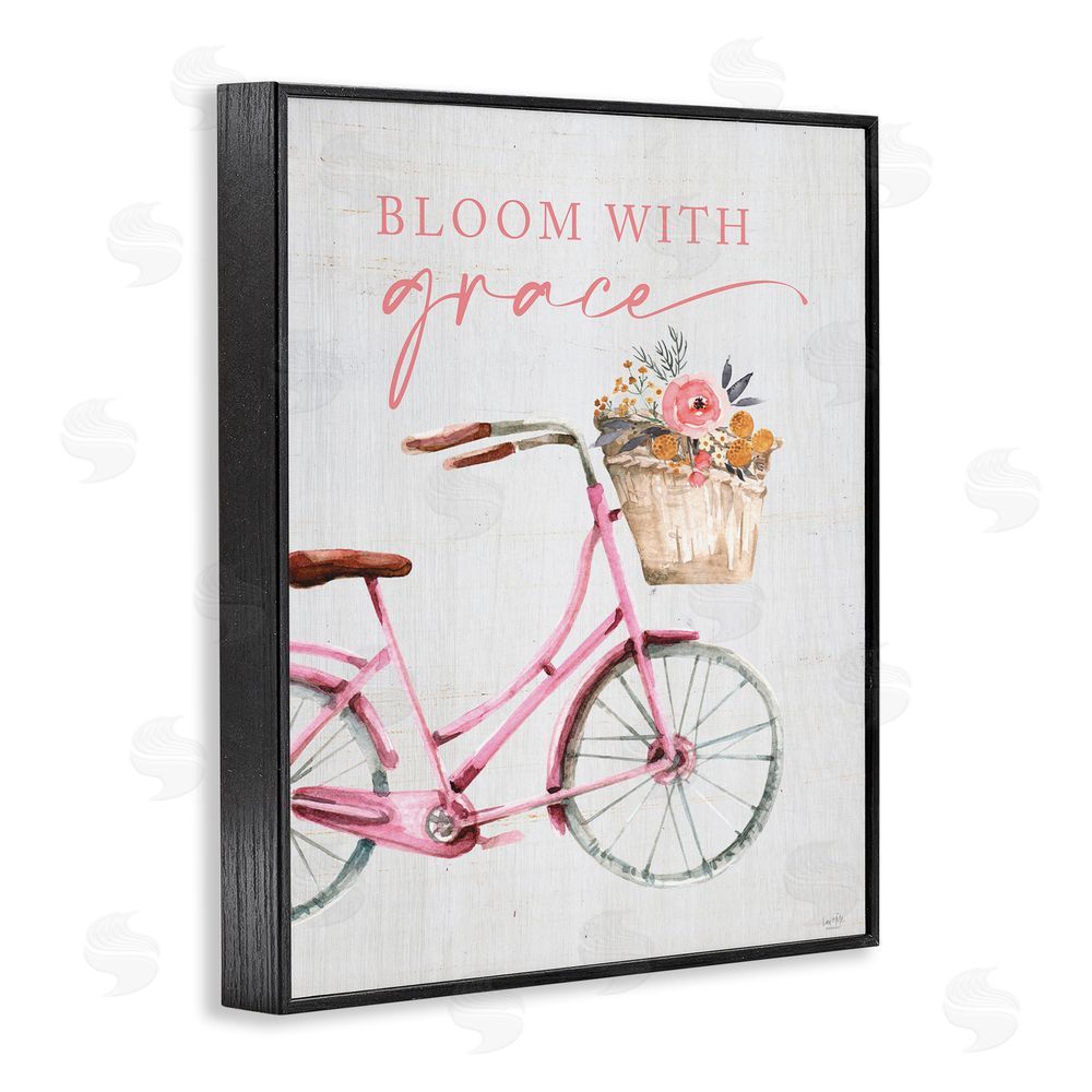 Lux + Me Designs Bloom With Grace Bicycle Black Framed Giclee Wall Art Print