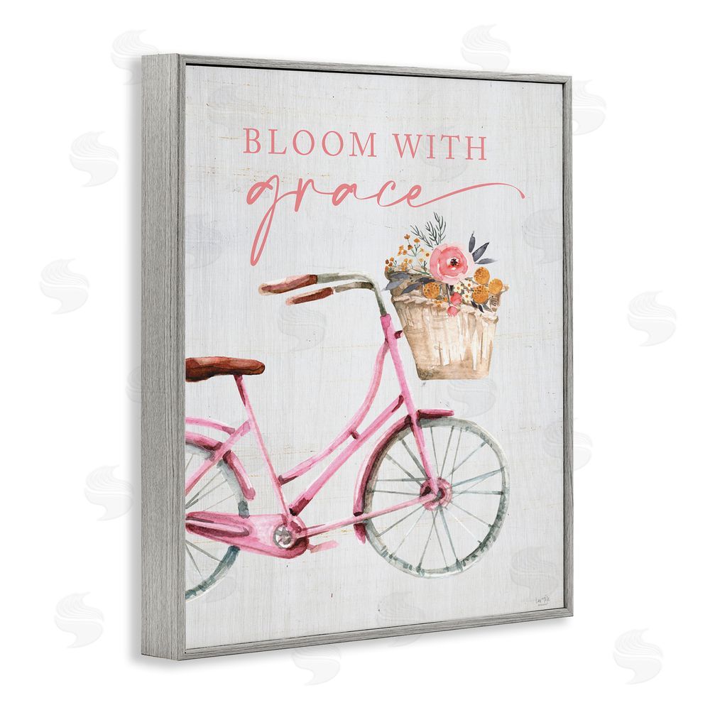 Lux + Me Designs Bloom With Grace Bicycle Gray Framed Giclee Wall Art Print