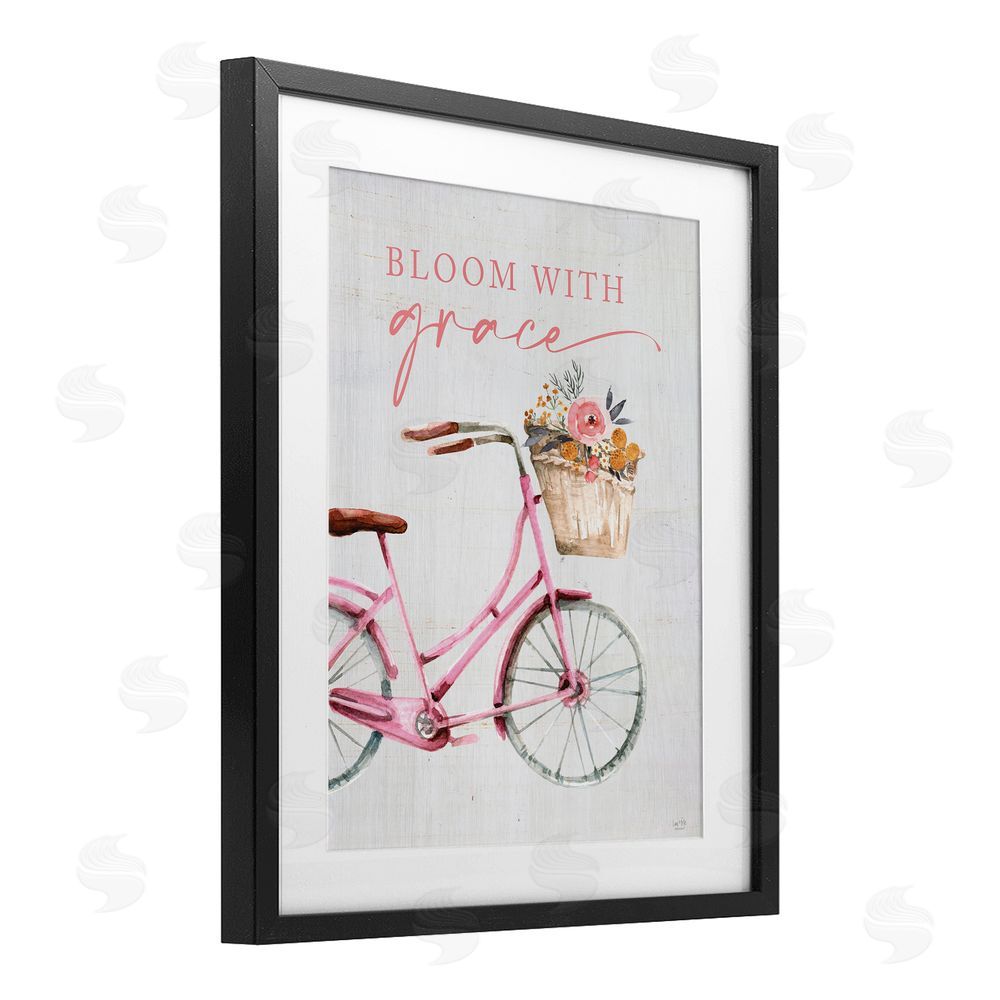 Lux + Me Designs Bloom With Grace Bicycle Black Framed Print Under Glass Wall Art