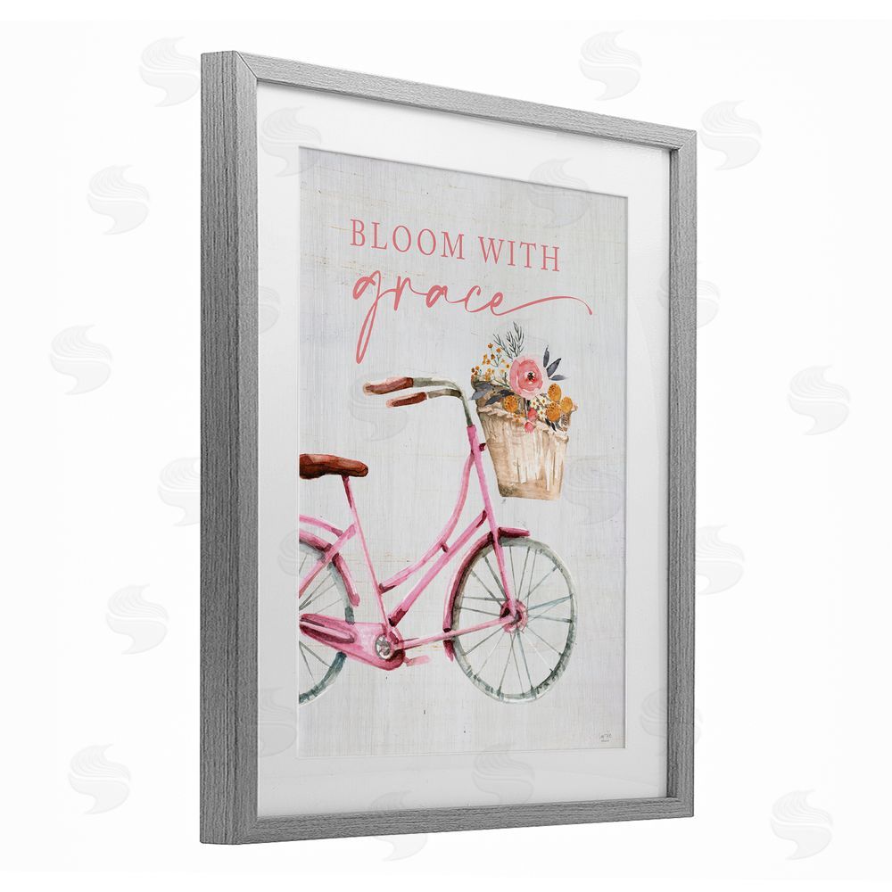 Lux + Me Designs Bloom With Grace Bicycle Gray Framed Print Under Glass Wall Art