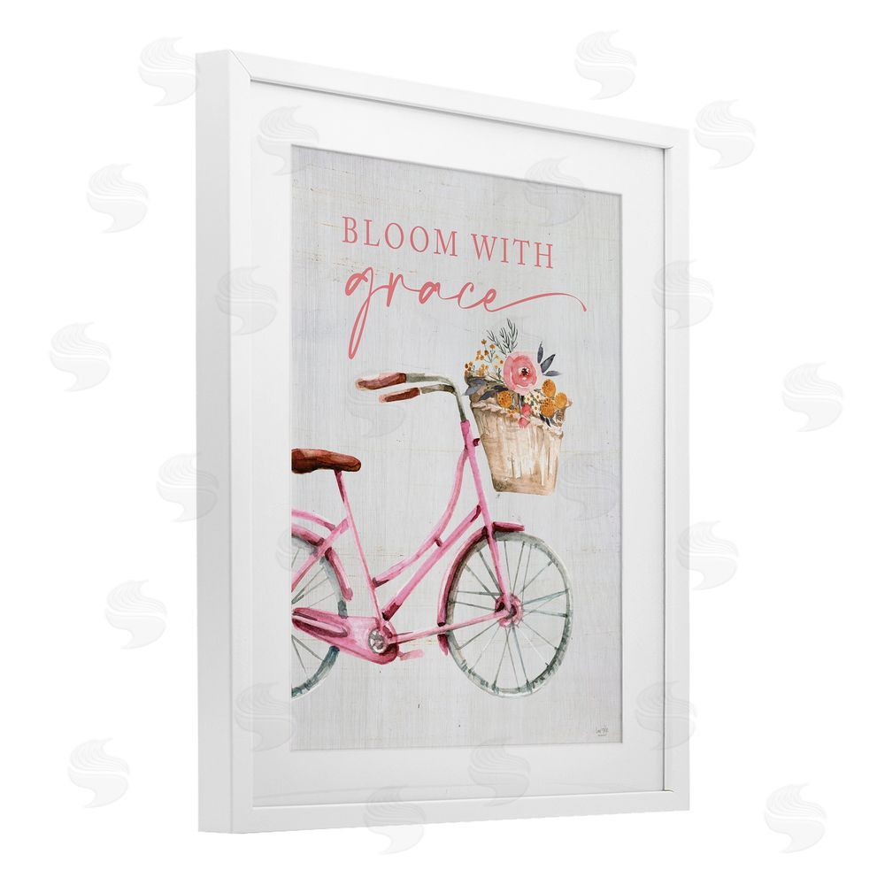 Lux + Me Designs Bloom With Grace Bicycle White Framed Print Under Glass Wall Art