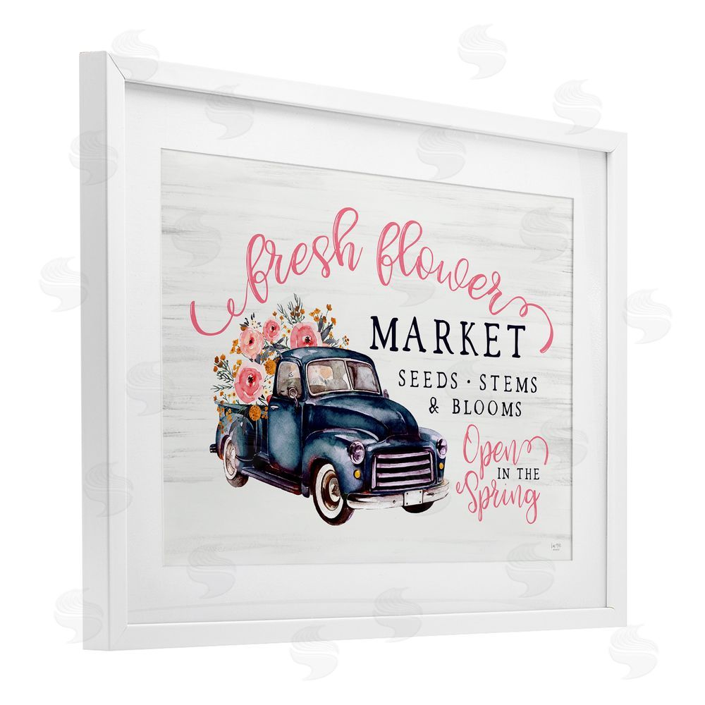 Lux + Me Designs Antique Spring Market White Framed Print Under Glass Wall Art