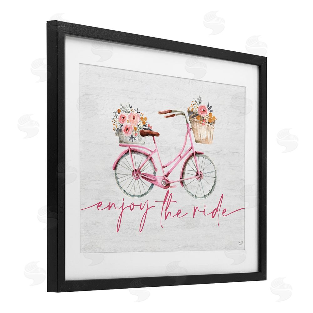 Lux + Me Designs Enjoy The Ride Bicycle Black Framed Print Under Glass Wall Art