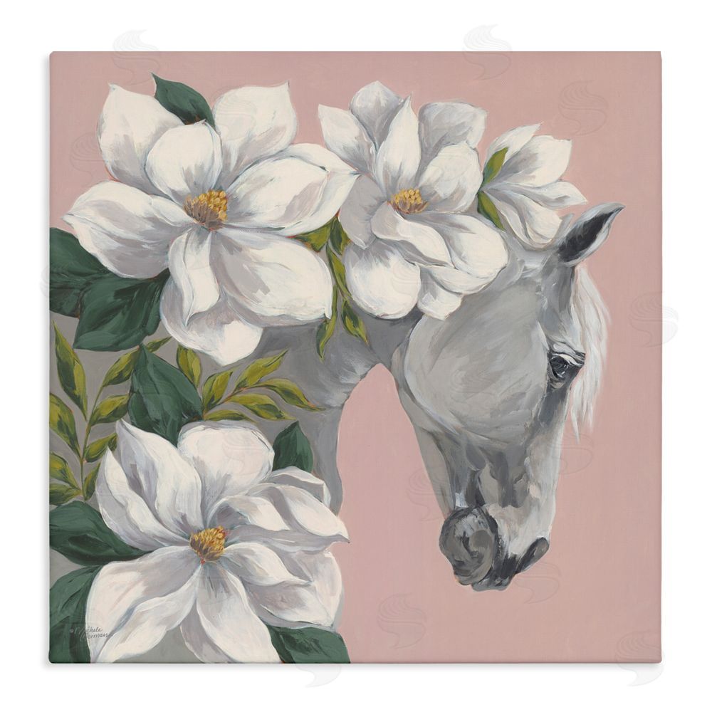 Michele Norman Sweet Maggie Floral Horse Stretched Canvas Wall Art Print
