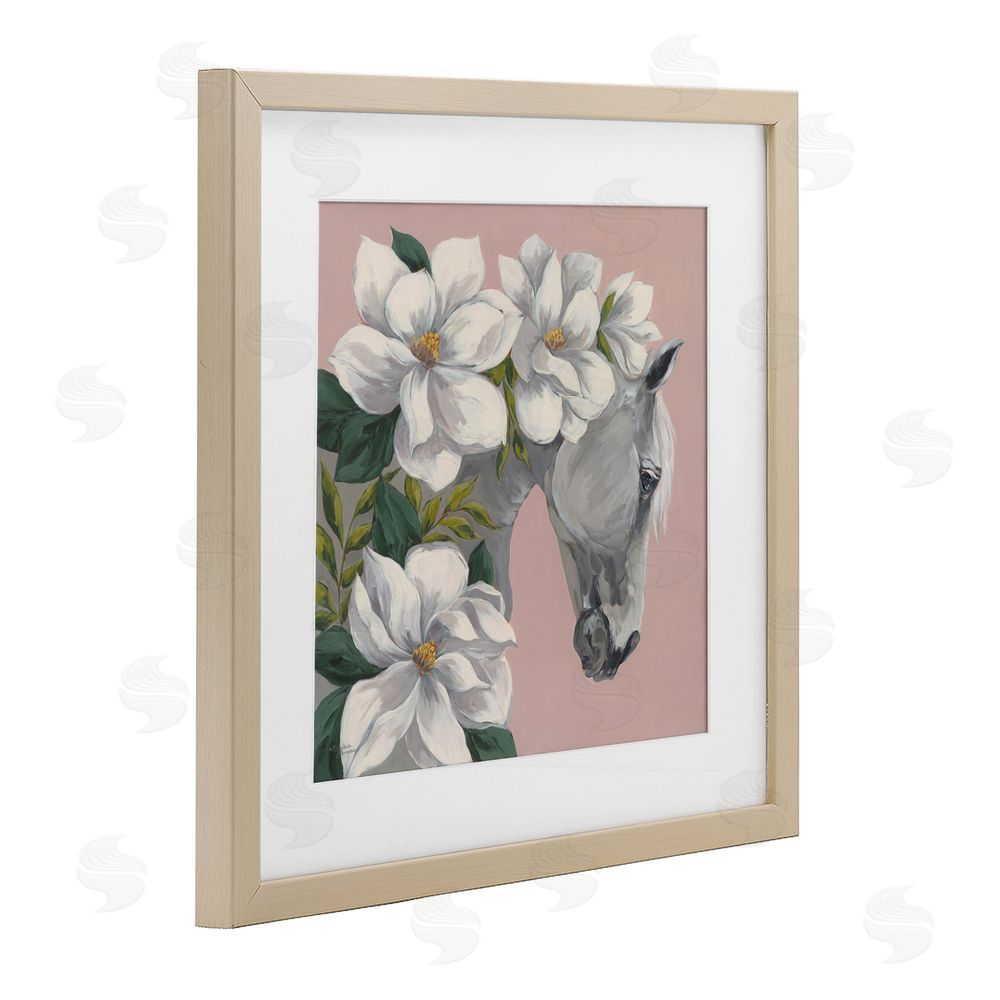 Michele Norman Sweet Maggie Floral Horse Birch Framed Print Under Glass Wall Art