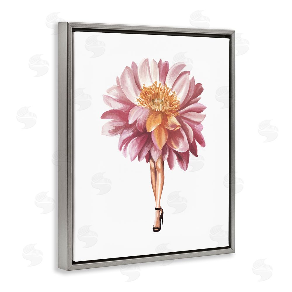 Svetlana Aleynikova Glam Floral Walkway Gray Floating Frame Canvas Wall Art Print