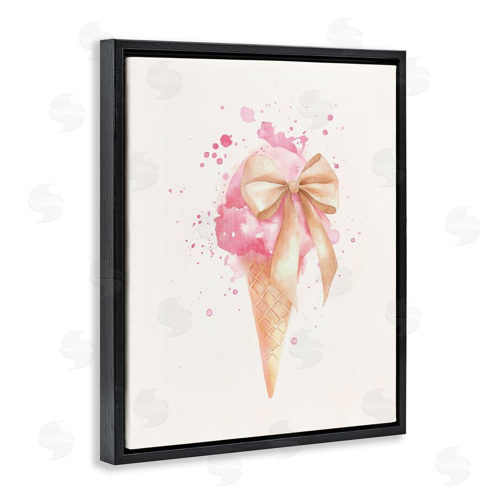 Svetlana Aleynikova Icy Charm Ice Cream Cone Black Floating Frame Canvas Wall Art Print