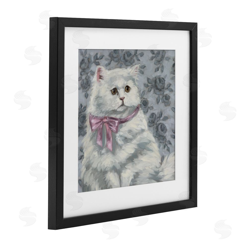 Sara G. Designs Coquette Kitty Portrait Black Framed Print Under Glass Wall Art