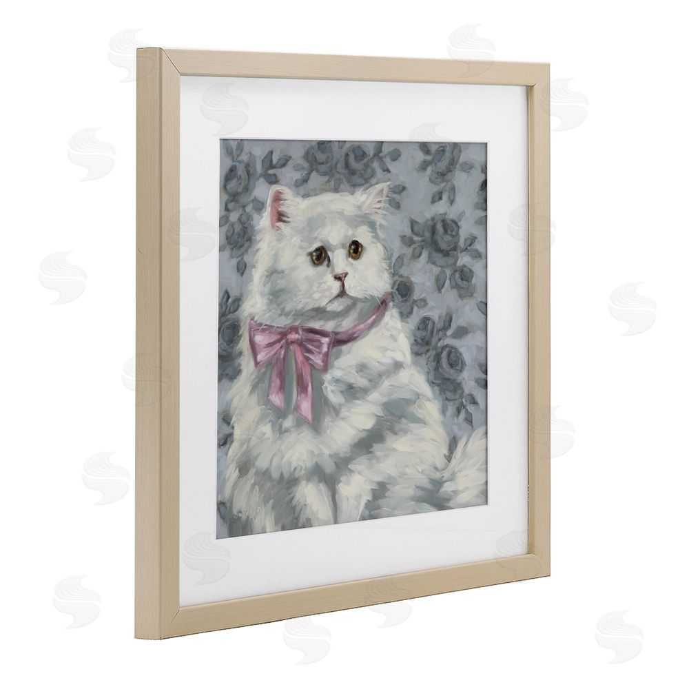 Sara G. Designs Coquette Kitty Portrait Birch Framed Print Under Glass Wall Art