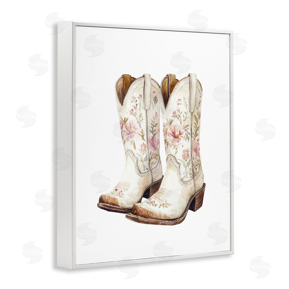 Svetlana Aleynikova Boots in Bloom White Framed Giclee Wall Art Print
