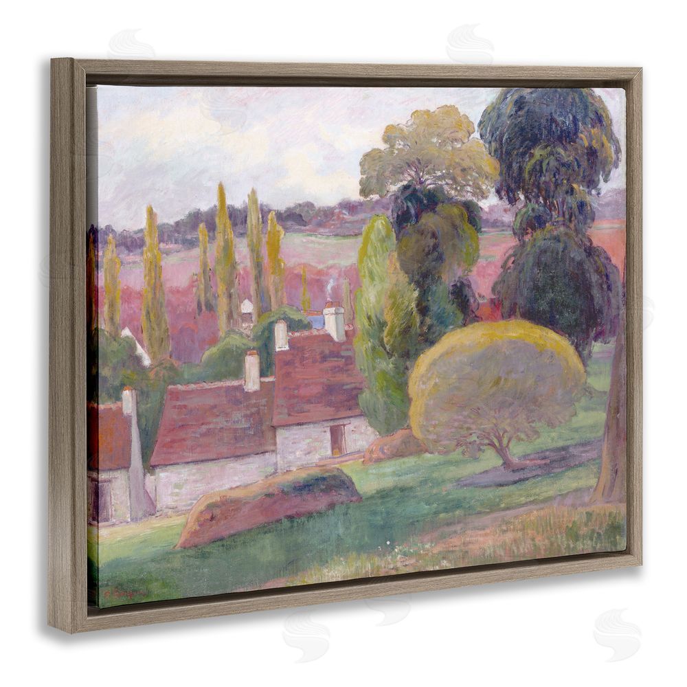 Stellar Design Studio A Farm In Brittany Gauguin Brown Floating Frame Canvas Wall Art Print