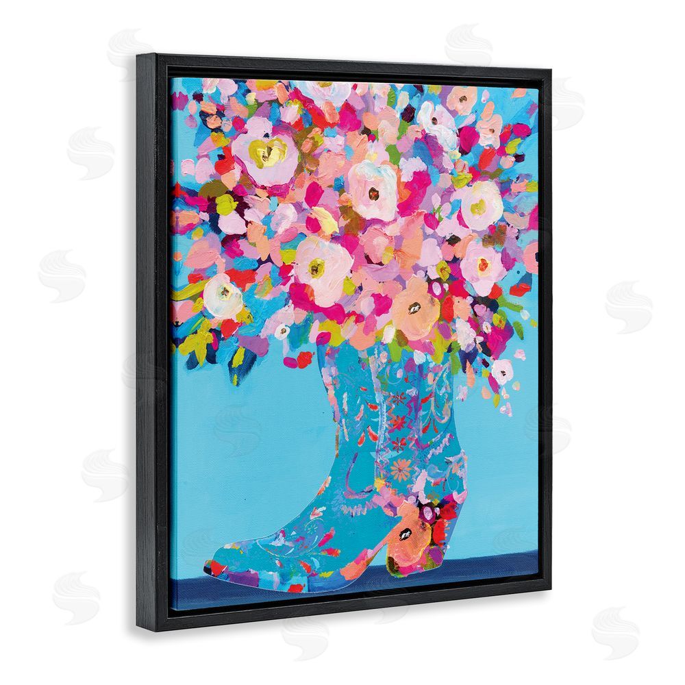 Kamdon Kreations Cowgirl Dabs of Color Black Floating Frame Canvas Wall Art Print