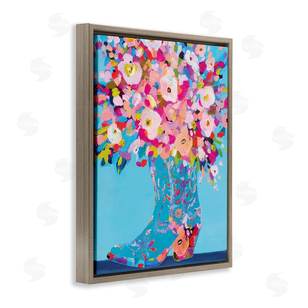 Kamdon Kreations Cowgirl Dabs of Color Brown Floating Frame Canvas Wall Art Print