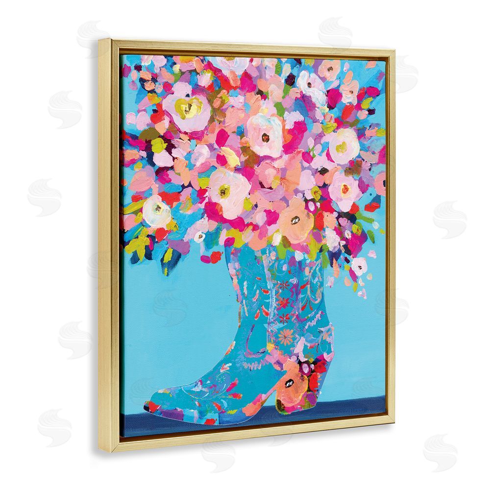 Kamdon Kreations Cowgirl Dabs of Color Gold Floating Frame Canvas Wall Art Print