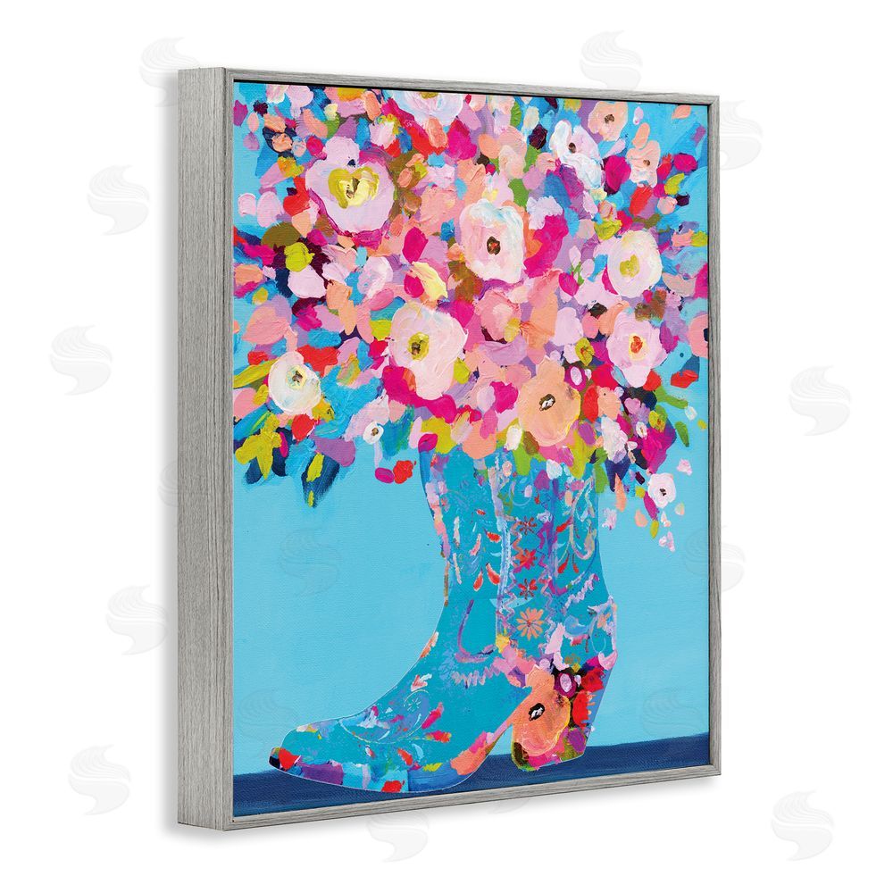 Kamdon Kreations Cowgirl Dabs of Color Gray Framed Giclee Wall Art Print