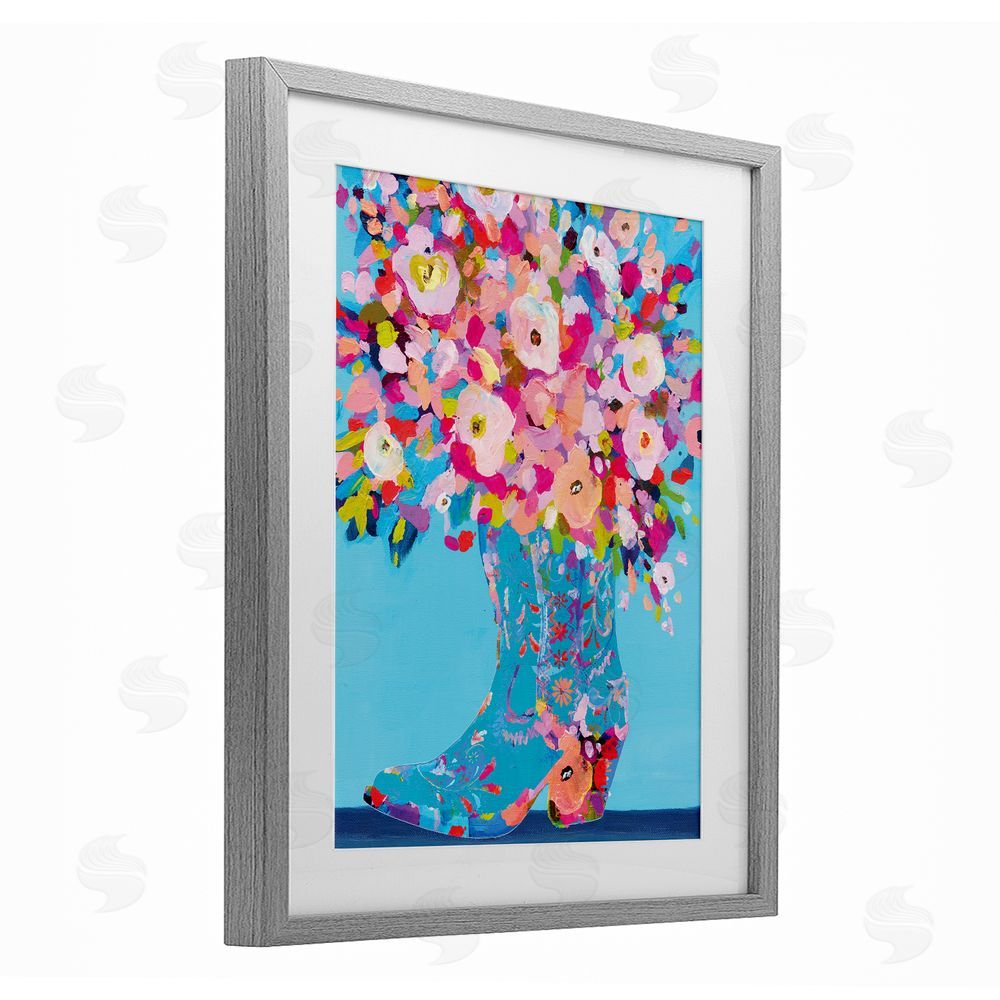 Kamdon Kreations Cowgirl Dabs of Color Gray Framed Print Under Glass Wall Art