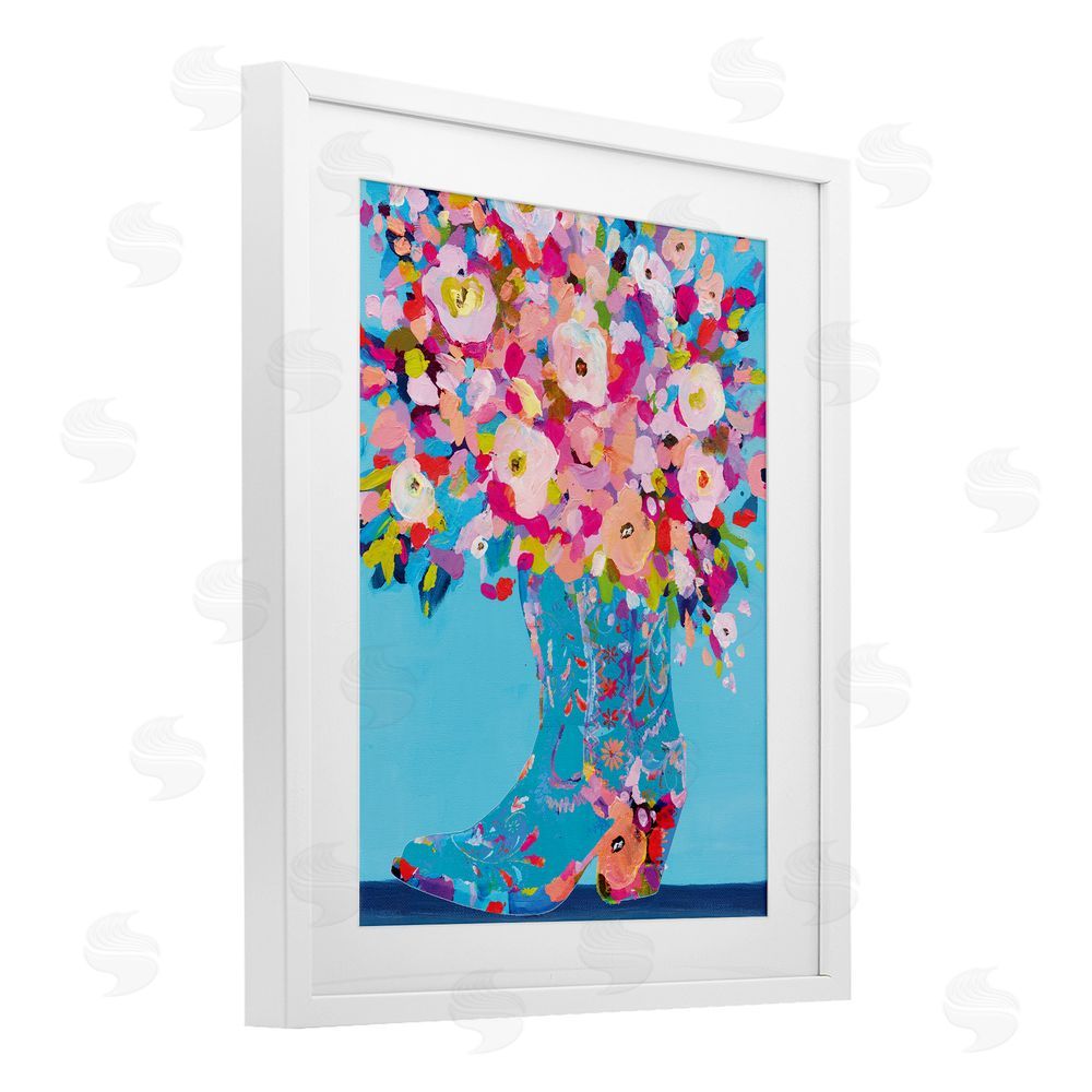 Kamdon Kreations Cowgirl Dabs of Color White Framed Print Under Glass Wall Art