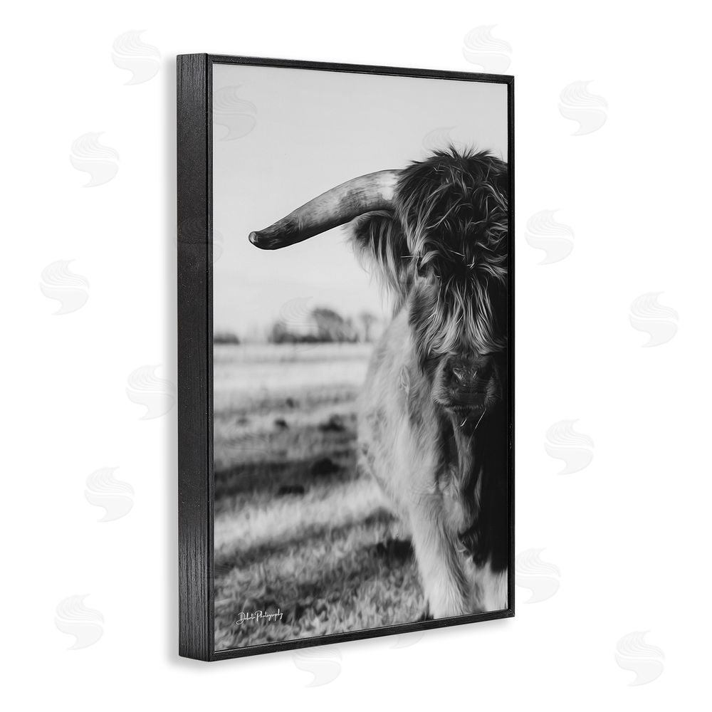 Dakota Diener Baby Cattle in Monochrome Black Framed Giclee Wall Art Print