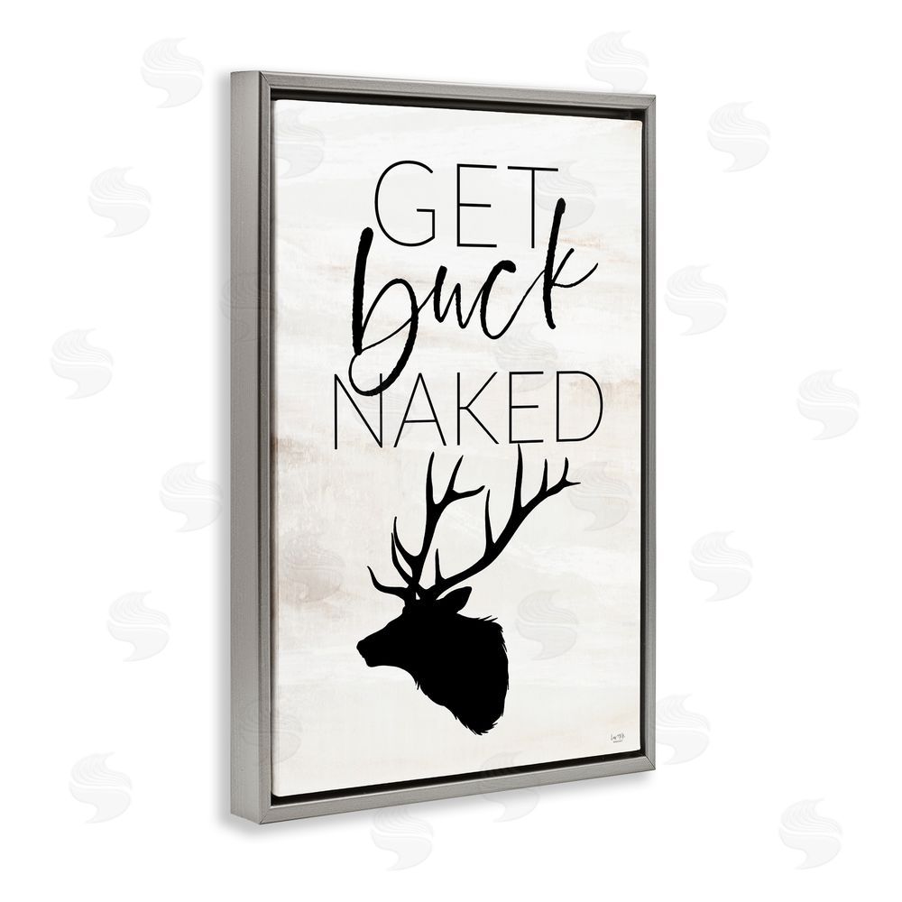 Lux + Me Designs Get Buck Naked Gray Floating Frame Canvas Wall Art Print