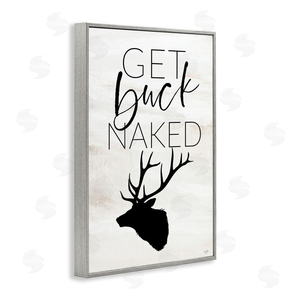 Lux + Me Designs Get Buck Naked Gray Framed Giclee Wall Art Print