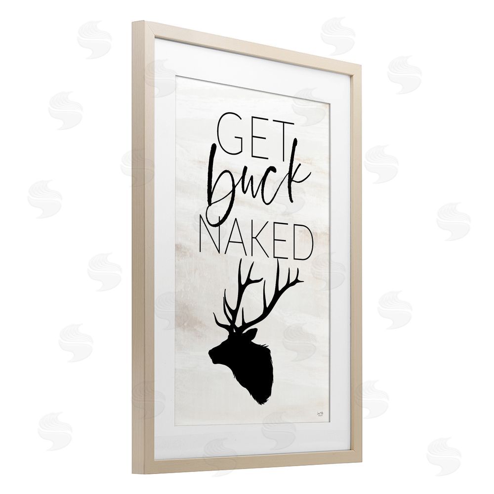 Lux + Me Designs Get Buck Naked Birch Framed Print Under Glass Wall Art