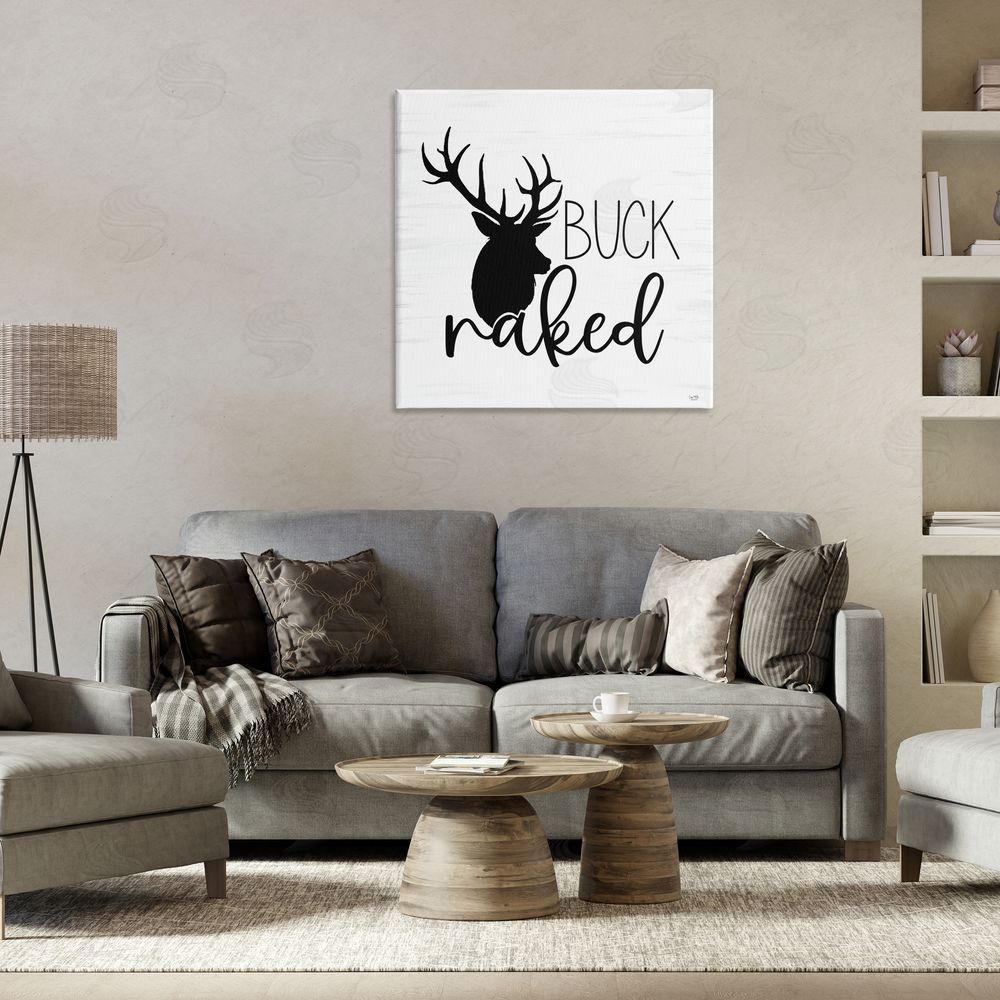 Lux + Me Designs Buck Naked Silhouette Stretched Canvas Wall Art in Room