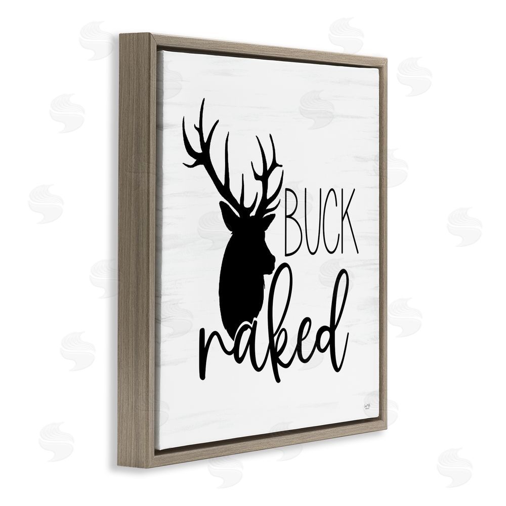 Lux + Me Designs Buck Naked Silhouette Brown Floating Frame Canvas Wall Art Print