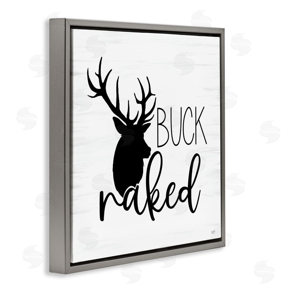 Lux + Me Designs Buck Naked Silhouette Gray Floating Frame Canvas Wall Art Print