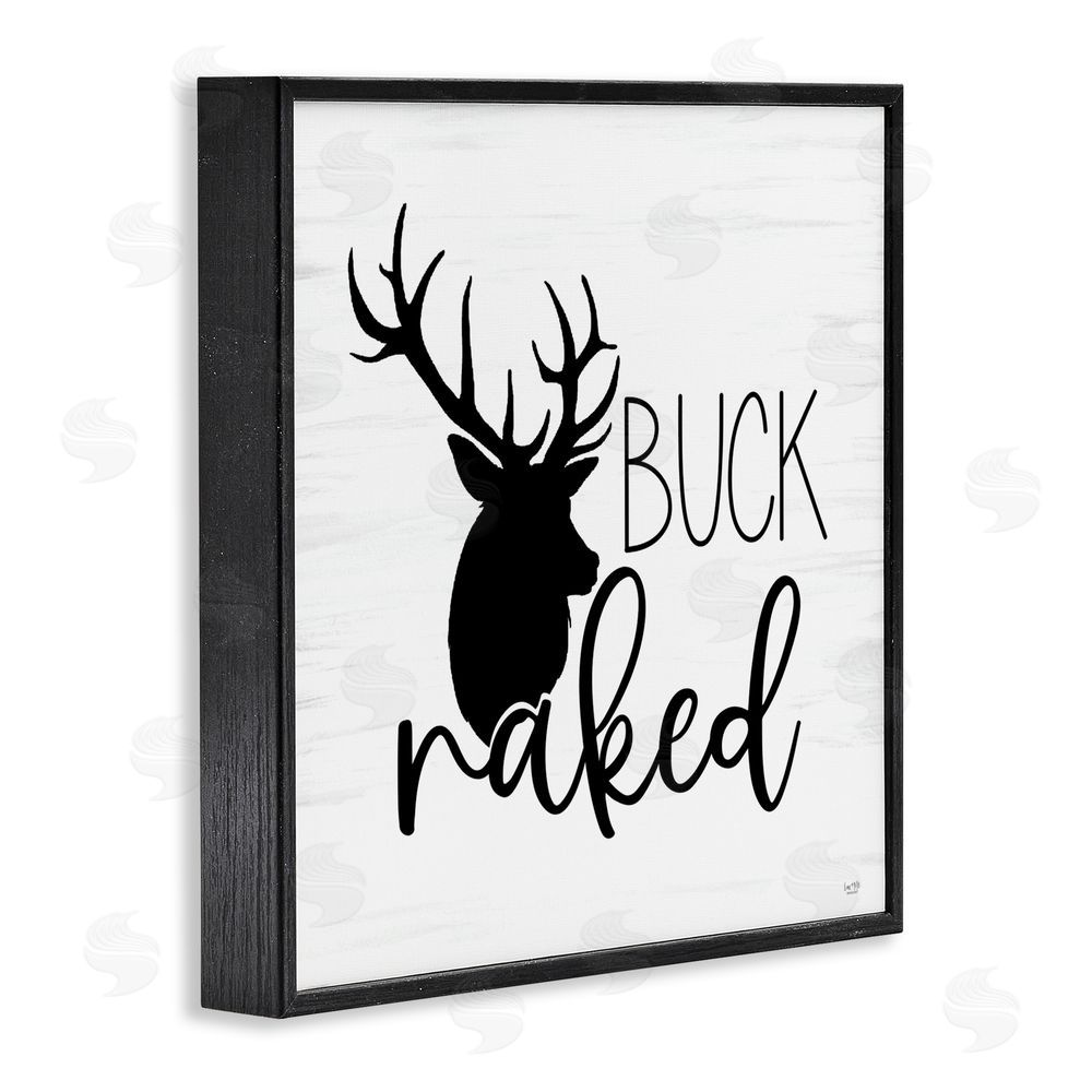 Lux + Me Designs Buck Naked Silhouette Black Framed Giclee Wall Art Print