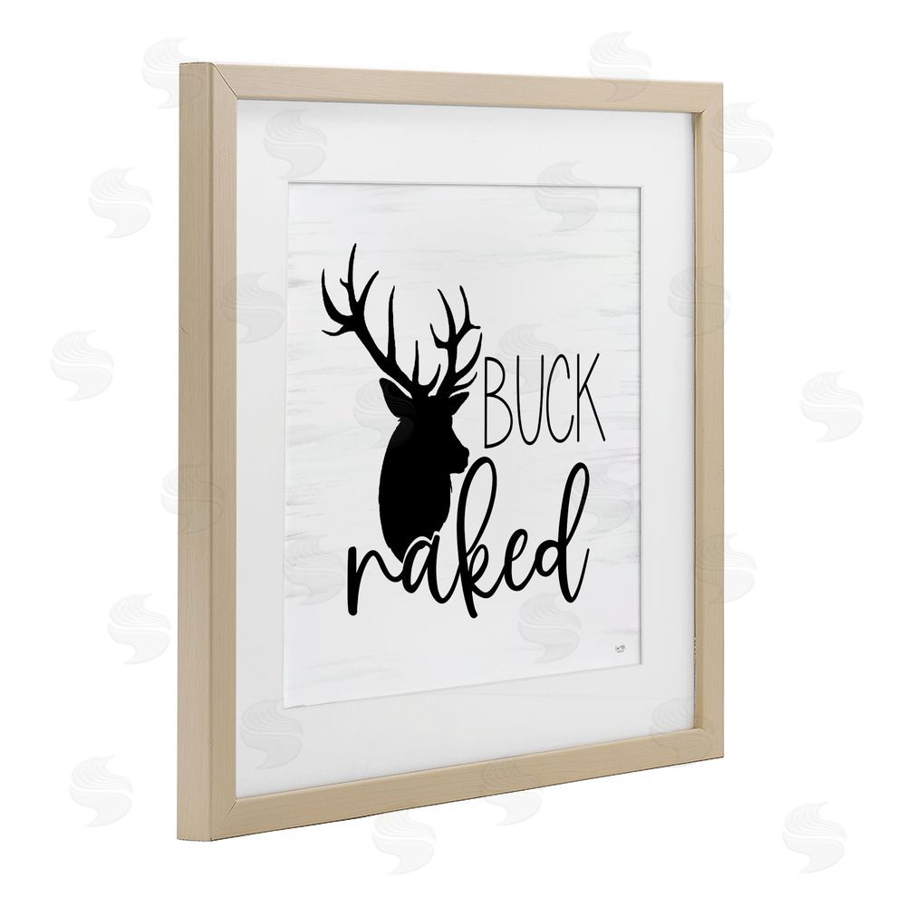 Lux + Me Designs Buck Naked Silhouette Birch Framed Print Under Glass Wall Art