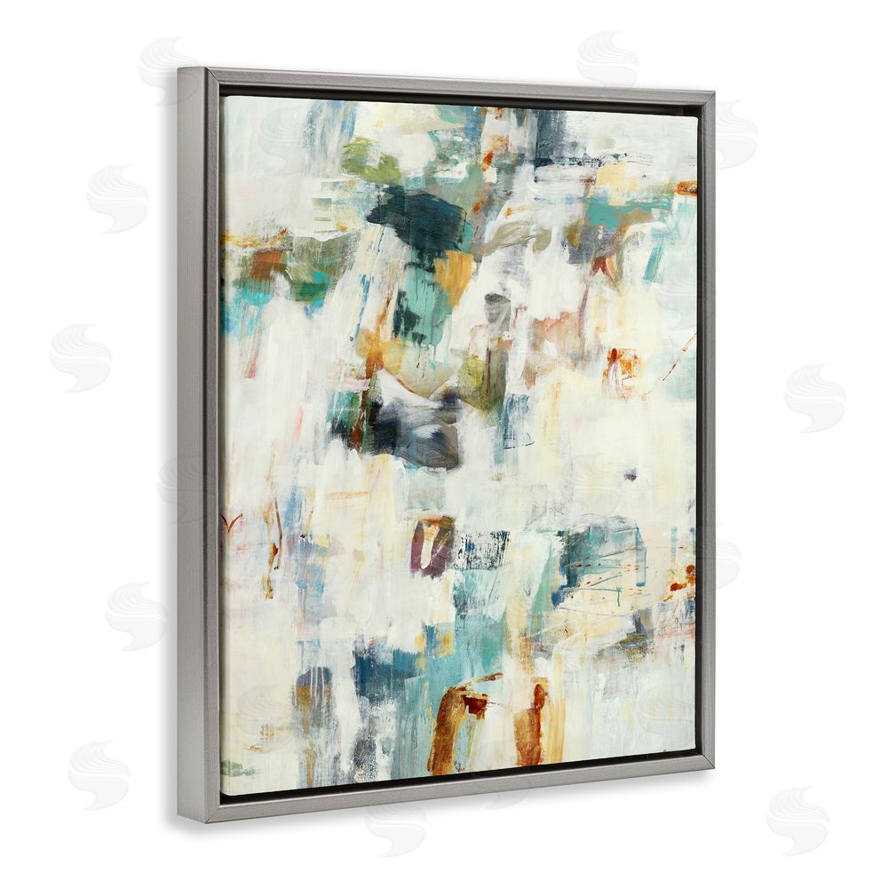 Lisa Ridgers Expressive Chaos Layers Gray Floating Frame Canvas Wall Art
