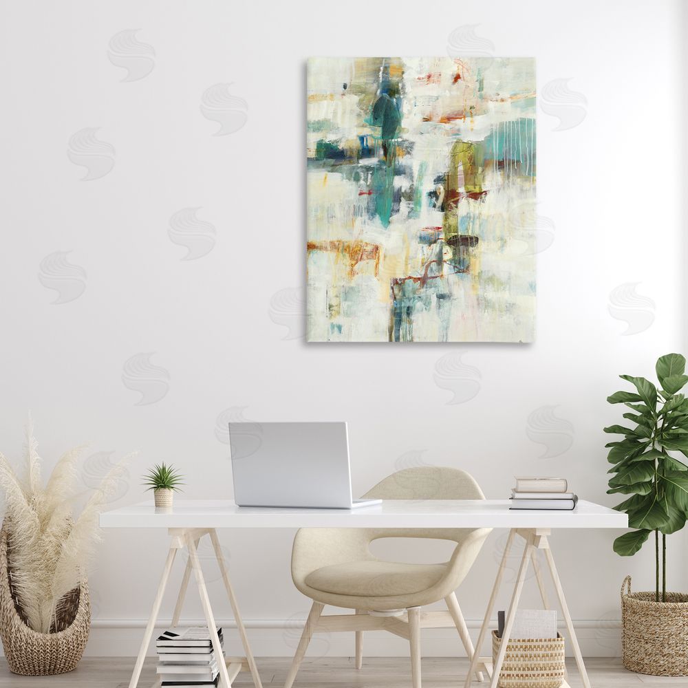 Lisa Ridgers Dynamic Paint Drips Stretched Canvas Wall Art in Room