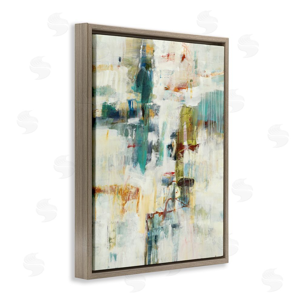 Lisa Ridgers Dynamic Paint Drips Brown Floating Frame Canvas Wall Art