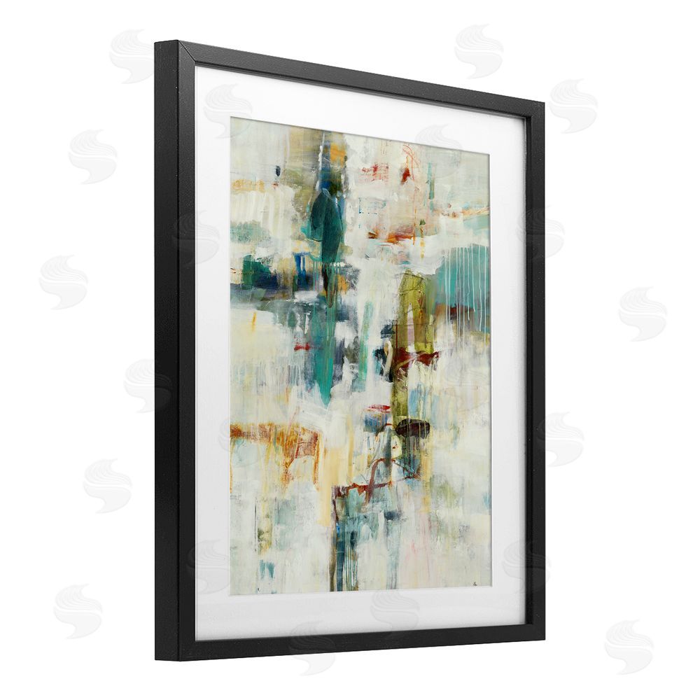 Lisa Ridgers Dynamic Paint Drips Black Framed Print Under Glass with Mat Wall Art