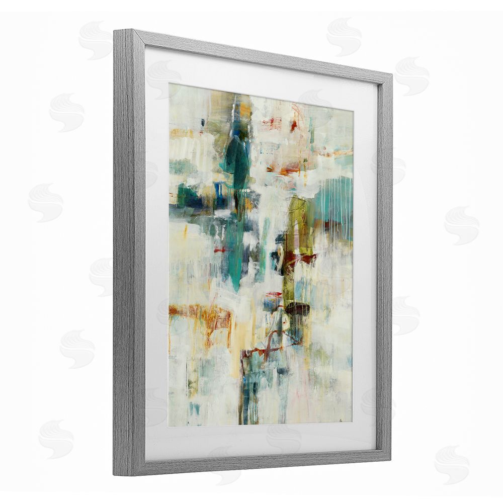 Lisa Ridgers Dynamic Paint Drips Gray Framed Print Under Glass with Mat Wall Art